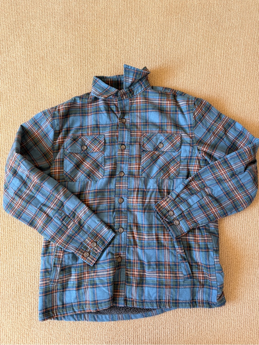 Men's Blue Plaid Lightweight Button-Up Jacket